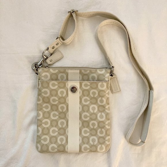Coach Signature Canvas Leather Messenger Bag - Picture 1 of 1